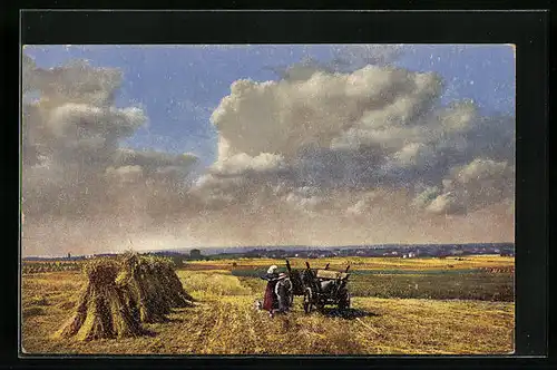 Künstler-AK Photochromie Nr.: 4165, Getreideernte auf dem Feld