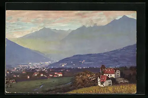 Künstler-AK Photochromie Nr.: 3520, Obermais /Meran, Schloss Labers, Süd-Tirol