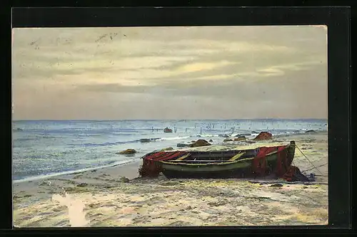 Künstler-AK Photochromie Nr.: 2881, Fischerboot am Strand