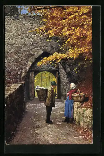 Künstler-AK Photochromie Nr.: 3536, Treffen vor dem steinernen Tor