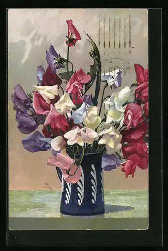 Künstler-AK Photochromie Nr.: 840, Vase mit bunten Blumen