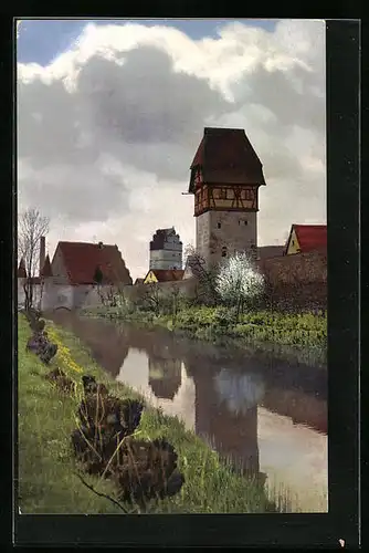 Künstler-AK Photochromie Nr.: 2771, Dinkelsbühl, Bäuerlin's Turm und Stadtmühle