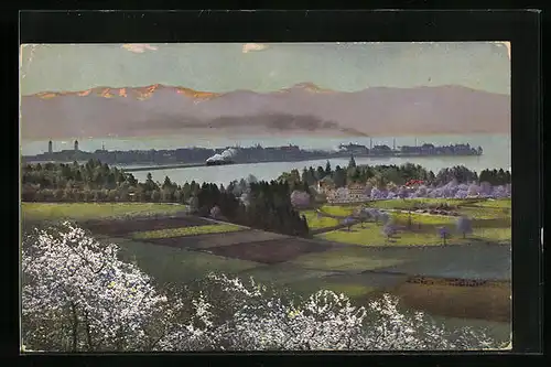 Künstler-AK Photochromie Nr.: 3045, Bodensee, Blick auf Lindau