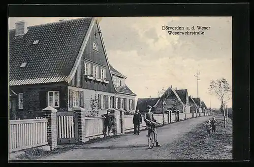 AK Dörverden /Weser, Wohnhäuser an der Weserwehrstrasse
