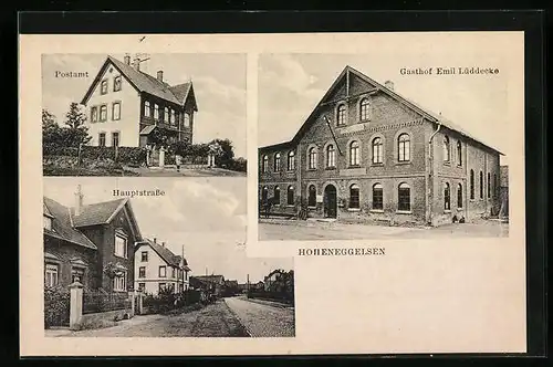 AK Hoheneggelsen, Gasthof Emil Lüddecke, Postamt, Hauptstrasse