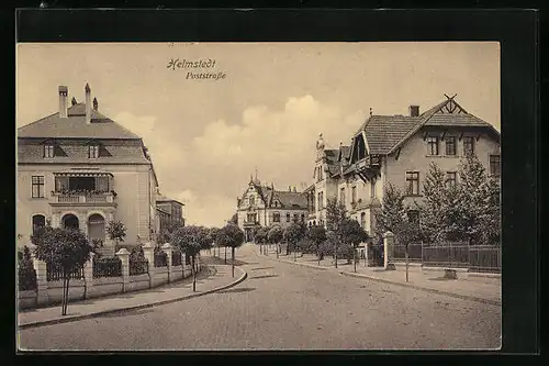 AK Helmstedt, Poststrasse mit Bäumen