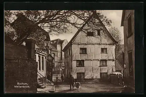 AK Bochum, Strasse am Weilenbrink mit Anwohnern