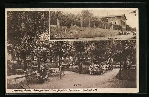 AK Altengroitzsch, Gasthaus Obstweinschänke Altengroitzsch - Haus- und Gartenansichten