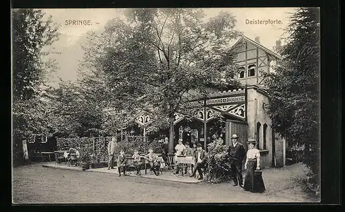 AK Springe, Gasthaus Deisterpforte mit Terrasse