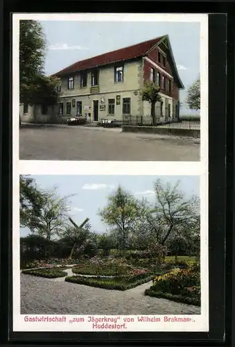 AK Huddestorf, Gasthof zum Jägerkrug mit Garten