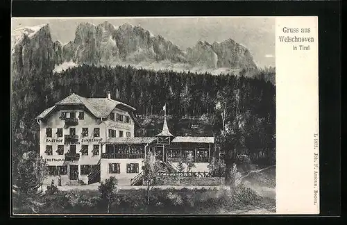 AK Welschnofen, Ortsansicht mit Gasthof Sonnenhof