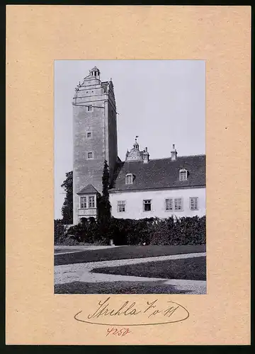 Fotografie Brück & Sohn Meissen, Ansicht Strehla, Schlosshof mit Turm