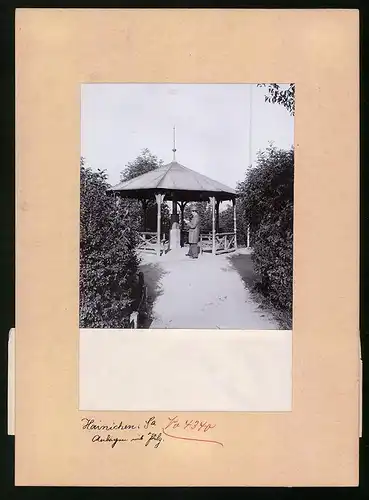 Fotografie Brück & Sohn Meissen, Ansicht Hainichen i. Sa., Anlagen mit Pilz, Pavillon