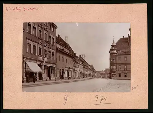 Fotografie Brück & Sohn Meissen, Ansicht Oederan i. Sa., Freiberger Strasse mit Ratskeller, Geschäft Joh. Oskar Reineke
