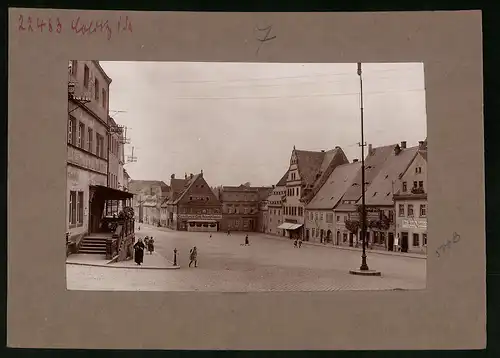 Fotografie Brück & Sohn Meissen, Ansicht Colditz i. Sa., Markt am Ratskeller, Conditorei R. Kratzsch, Bäcker A. Börner