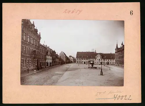 Fotografie Brück & Sohn Meissen, Ansicht Frohburg i. Sa., Markt, Hotel Roter Hirsch, Polizeiwache, Hotel Postamt