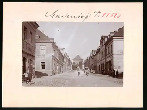 Fotografie Brück & Sohn Meissen, Ansicht Marienberg i. Sa., Blick in die Zschopauer Strasse, Gasthaus zum weissen Hirsch