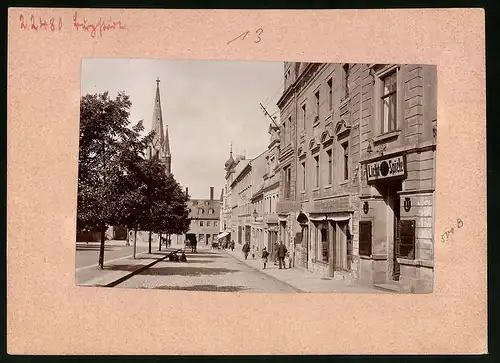 Fotografie Brück & Sohn Meissen, Ansicht Burgstädt i. Sa., Markt, Licht-Spiele Haus, Möbelmagazin Robert Uhlig