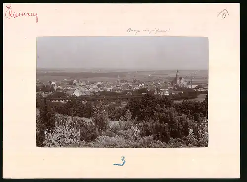 Fotografie Brück & Sohn Meissen, Ansicht Kamenz i. Sa., Panorama der Stadt mit Kirche