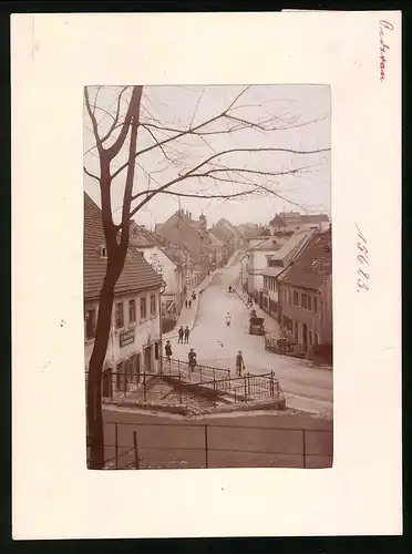 Fotografie Brück & Sohn Meissen, Ansicht Oederan, Langestrasse mit Schuhmacherei August Hahnel & Schuh-Reparatur