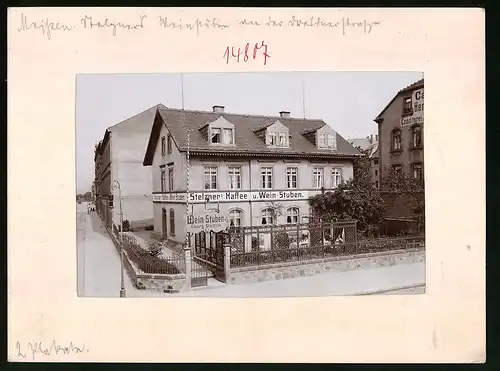 Fotografie Brück & Sohn Meissen, Ansicht Meissen i. Sa., Dresdner Strasse mit Cafe & Weinstuben von Georg Stelzner