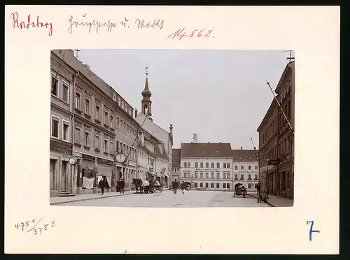 Fotografie Brück & Sohn Meissen, Ansicht Radeberg, Hauptstrasse & Markt mit Hotel zur Grünen Tanne