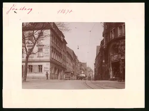 Fotografie Brück & Sohn Meissen, Ansicht Freiberg / Sachsen, Erbische Strasse mit Hotel de Saxe & Strassenbahn