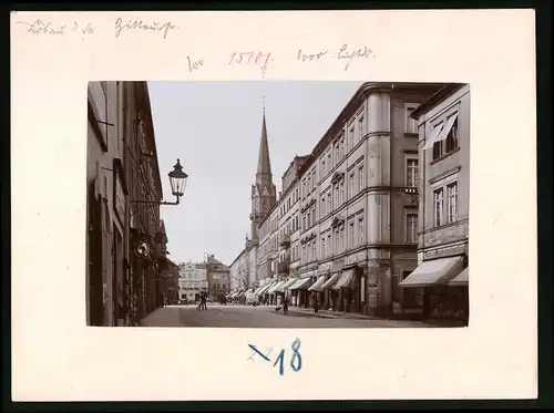 Fotografie Brück & Sohn Meissen, Ansicht Löbau, Zittauerstrasse mit Zigarrenhaus Adolf Martin, Buch & Musikalienhandlung