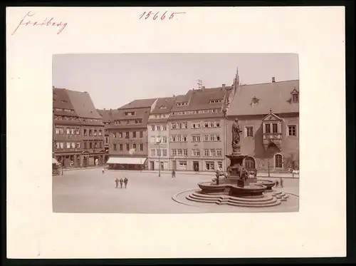 Fotografie Brück & Sohn Meissen, Ansicht Freiberg i. Sa., Obermarkt m. Schuhwarenladen Max Griesbach & Laden C. Jaessing