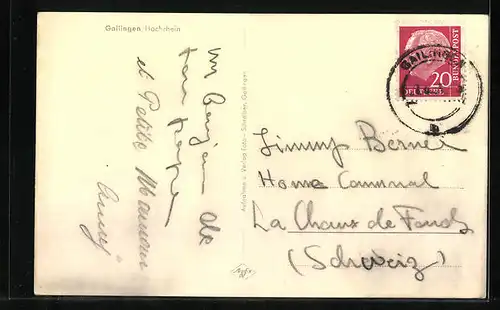 AK Gailingen /Hochrhein, Ortspartie mit Kirche