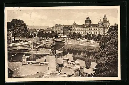 AK Heilbronn, Partie am Neckar, Bismarck-Denkmal