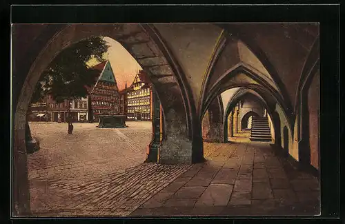 Künstler-AK Hildesheim, Am Marktplatz