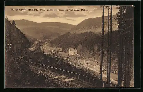 AK Gehlberg /Thür., Gehlberger Grund mit Mühle