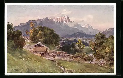 Künstler-AK Edward Theodore Compton: Untersberg-Schönau, Panorama