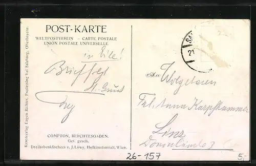 Künstler-AK Edward Harrison Compton: Berchtesgaden, Teilansicht mit Kirche