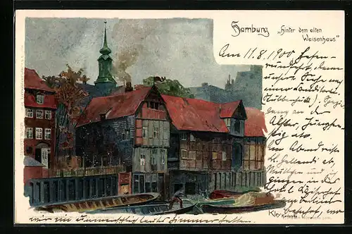 Künstler-AK Heinrich Kley: Hamburg, Hinter dem alten Waisenhaus