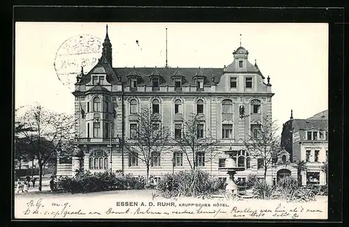 AK Essen /Ruhr, Kruppsches Hotel mit Parkanlage