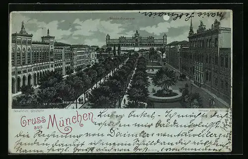 Mondschein-AK München, Partie am Maximilianeum