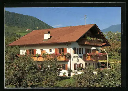 AK Dorf Tirol /Meran, Hotel Schletterhof, Seminarstr. 14, Balkone mit Geranien