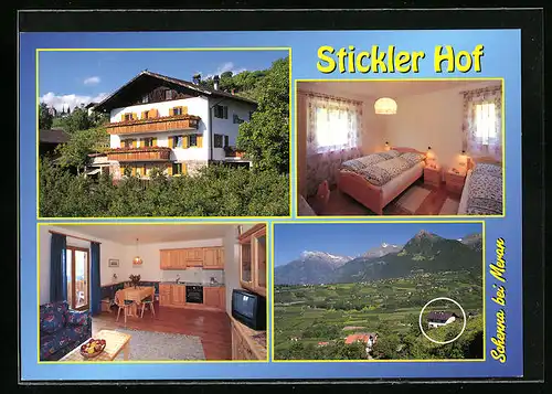 AK Schenna /Meran, Hotel Stickler Hof, Stickle Gasse 2, Innenschau