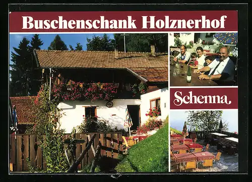 AK Schenna, Buschenschank Holznerhof, Gasthaus, Terrasse