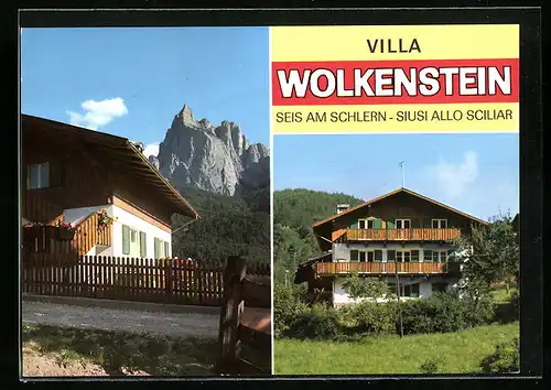 AK Seis am Schlern, Hotel Villa Wolkenstein, Hotel vorm Berg