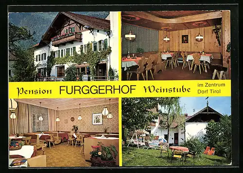 AK Dorf Tirol /Meran, Pension Furggerhof mit Weinstube, Schlossstr. 5