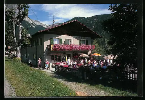 AK Schenna, Gasthof Gsteier, Gäste auf der Terrasse