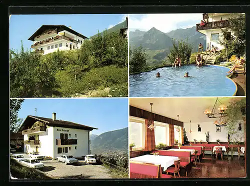 AK St. Georgen /Schenna, Gerni Locherhof mit Schwimmbecken und Innenansicht