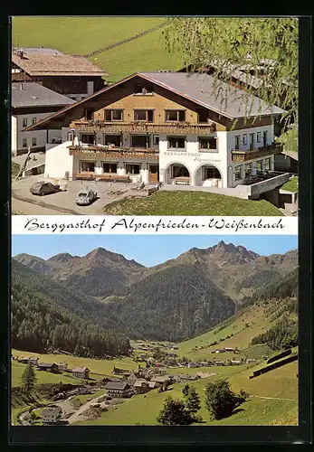 AK Weissenbach /Ahrntal, Berggasthof Alpenfrieden, Ortsansicht aus der Vogelschau