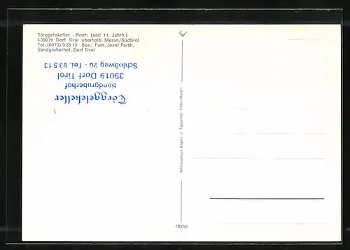 AK Dorf Tirol bei Meran, Gasthaus Törggelekeller / Sandgruberhof