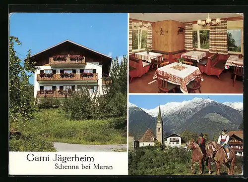 AK Schenna b. Meran, Hotel Garni Jägerheim, St. Georgenstrasse 18