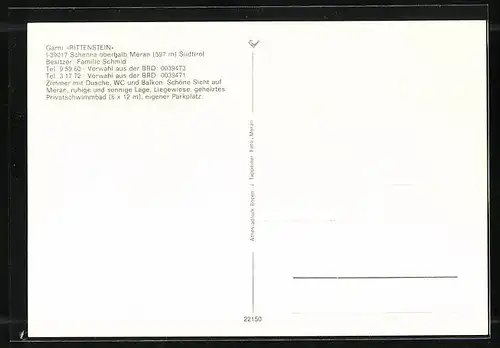 AK Schenna b. Meran, Hotel Garni Rittenstein