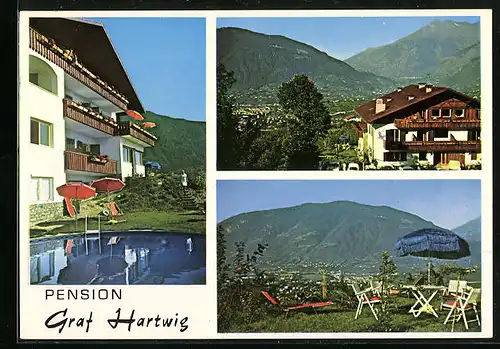 AK Schenna b. Meran, Hotel Pension Graf Hartwig, St. Georgenstrasse 38 b